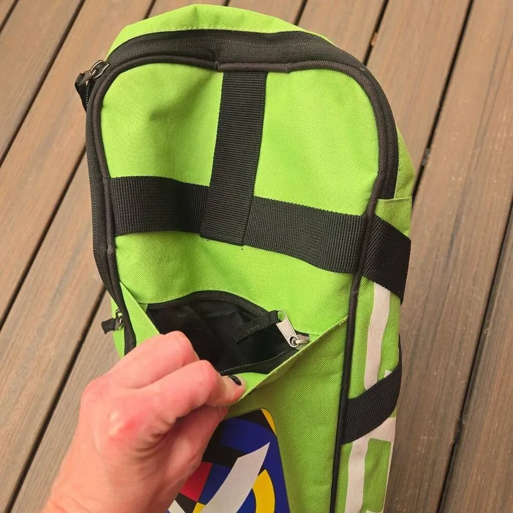 Voodoo Hockey Bag green and black back pack straps easy carry, pockets